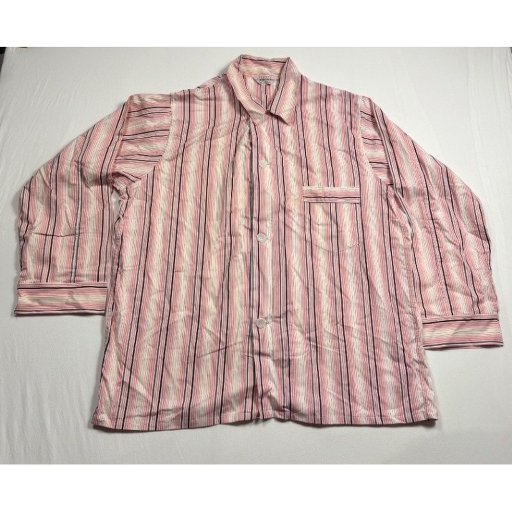 Vintage Penney's Towncraft Men's Striped Pajama Shirt Pink White Size C 42-44